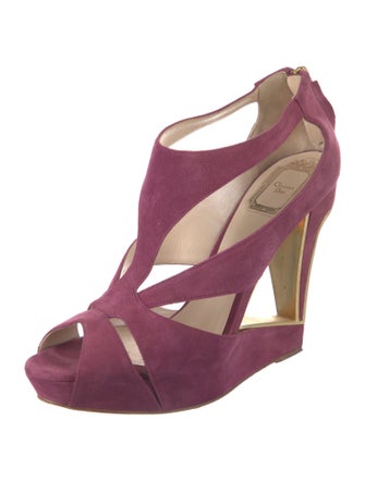 Christian Dior Suede Cutout Accent T-Strap Pumps