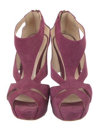 Christian Dior Suede Cutout Accent T-Strap Pumps