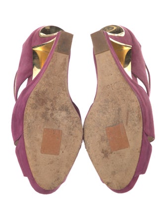 Christian Dior Suede Cutout Accent T-Strap Pumps