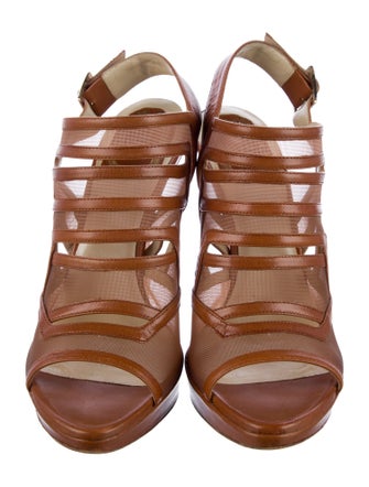 Christian Dior Leather Mesh Accents Slingback Sandals