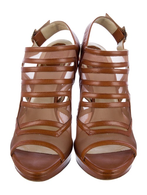 Christian Dior Leather Mesh Accents Slingback Sandals