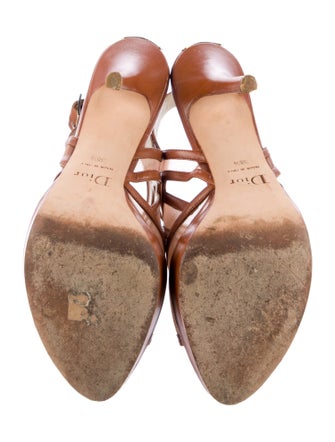 Christian Dior Leather Mesh Accents Slingback Sandals