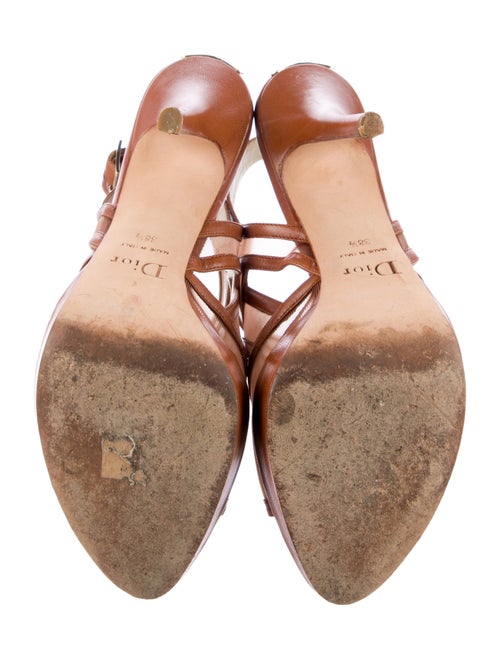 Christian Dior Leather Mesh Accents Slingback Sandals