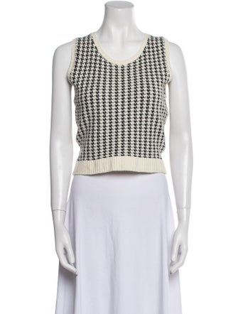 Christian Dior Houndstooth Print Scoop Neck Crop Top