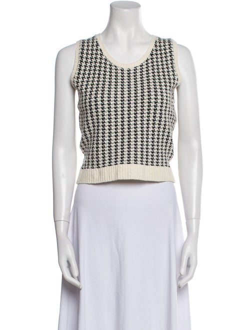 Christian Dior Houndstooth Print Scoop Neck Crop Top