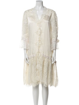 Christian Dior Silk Lace Trim Embellishment Nightgown