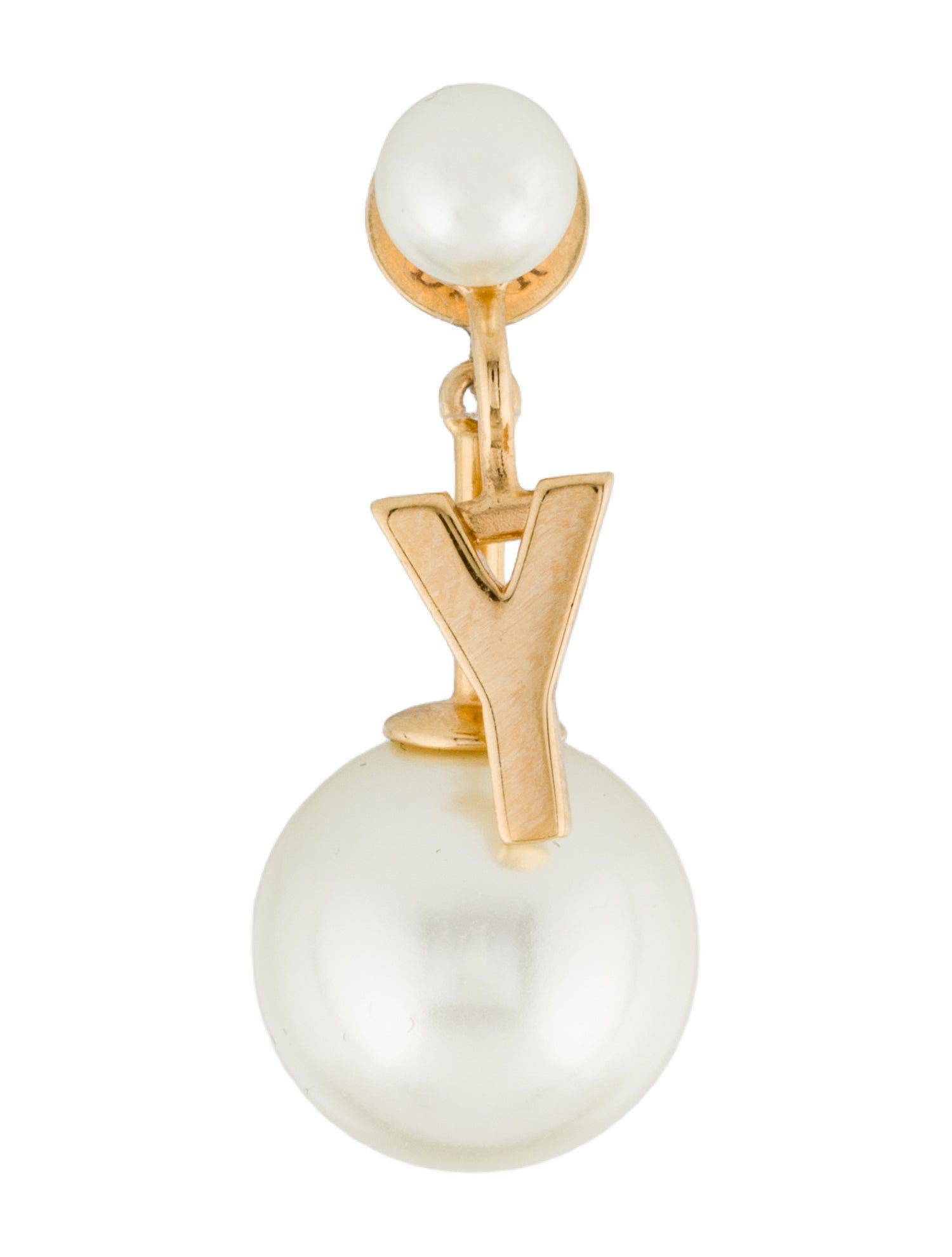 Christian Dior Faux Pearl My ABCDior Tribales Letter 'Y' Earring