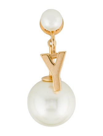 Christian Dior Faux Pearl My ABCDior Tribales Letter 'Y' Earring