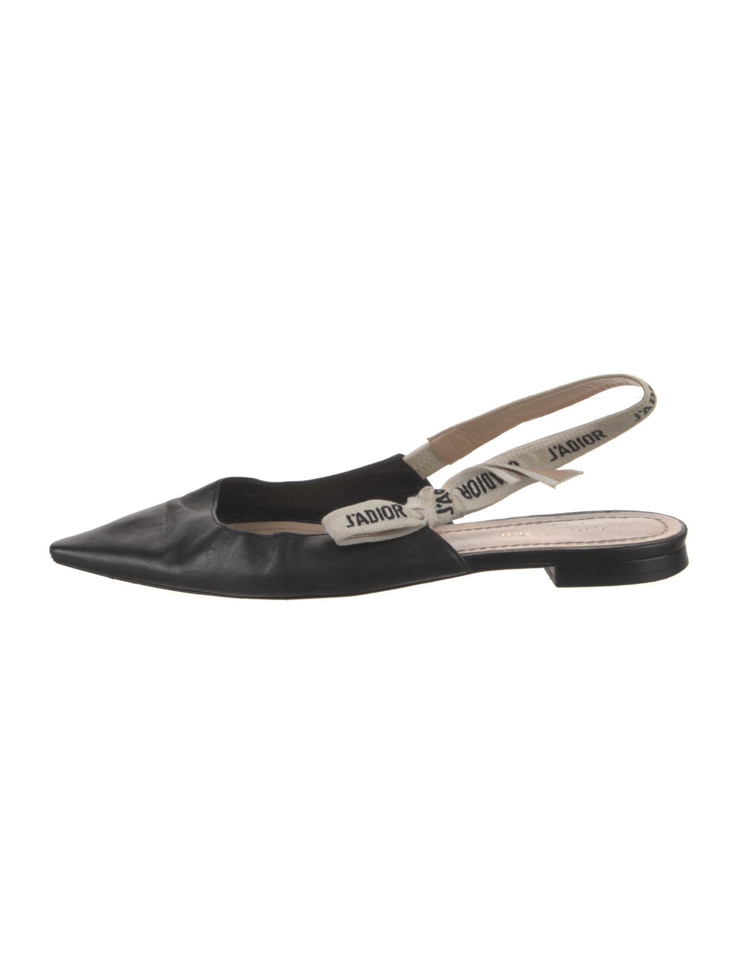 Christian Dior Leather Bow Accents Slingback Flats