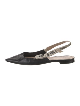 Christian Dior Leather Bow Accents Slingback Flats