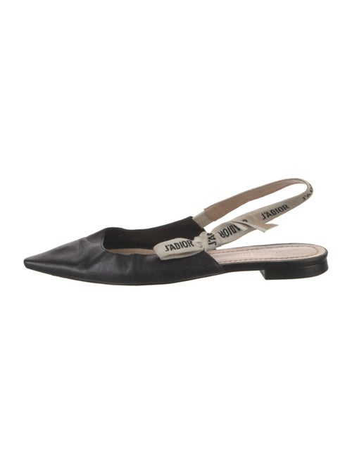 Christian Dior Leather Bow Accents Slingback Flats