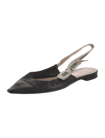 Christian Dior Leather Bow Accents Slingback Flats