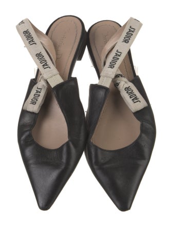 Christian Dior Leather Bow Accents Slingback Flats