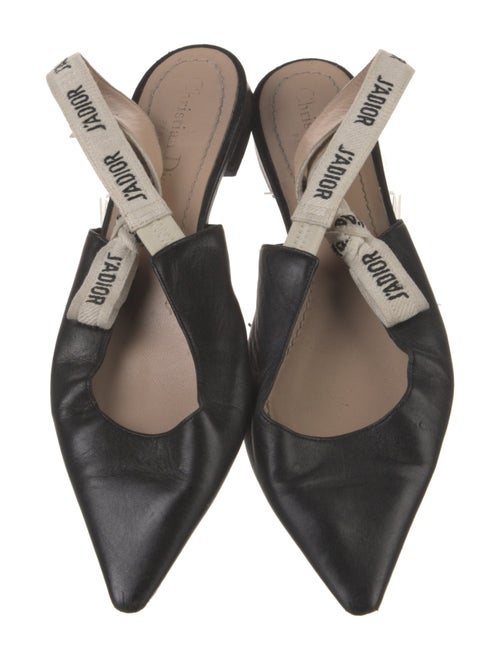 Christian Dior Leather Bow Accents Slingback Flats