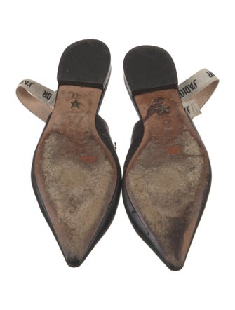Christian Dior Leather Bow Accents Slingback Flats
