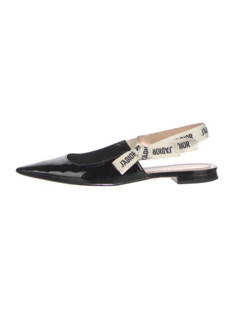 Christian Dior Patent Leather Printed Slingback Flats