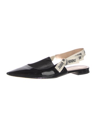 Christian Dior Patent Leather Printed Slingback Flats