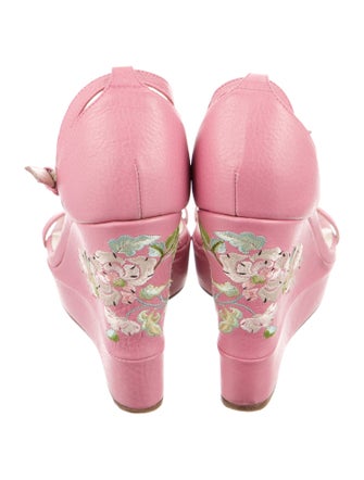 Christian Dior Leather Embroidered Accent T-Strap Sandals