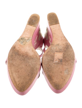 Christian Dior Leather Embroidered Accent T-Strap Sandals