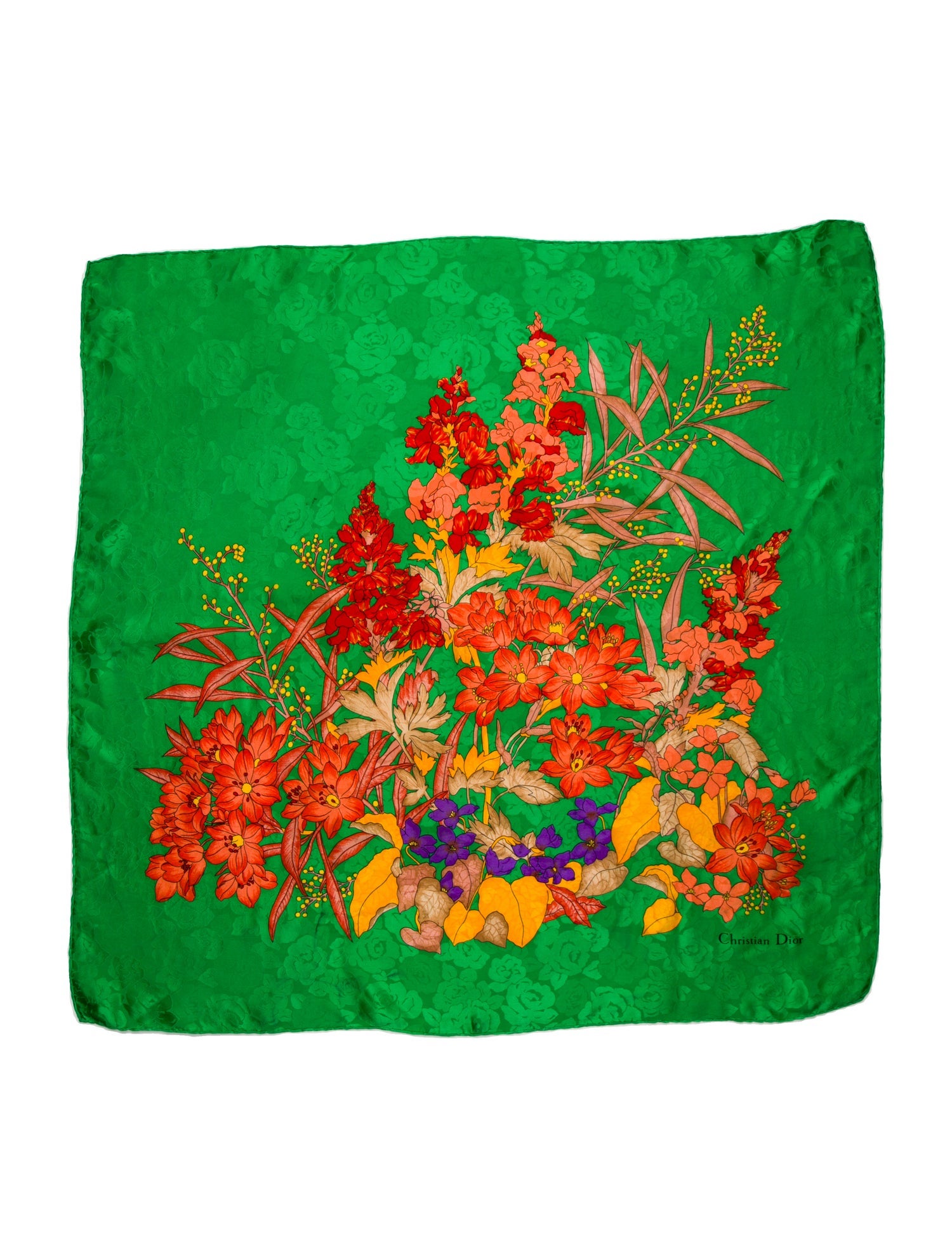 Christian Dior Silk Floral Print Scarf