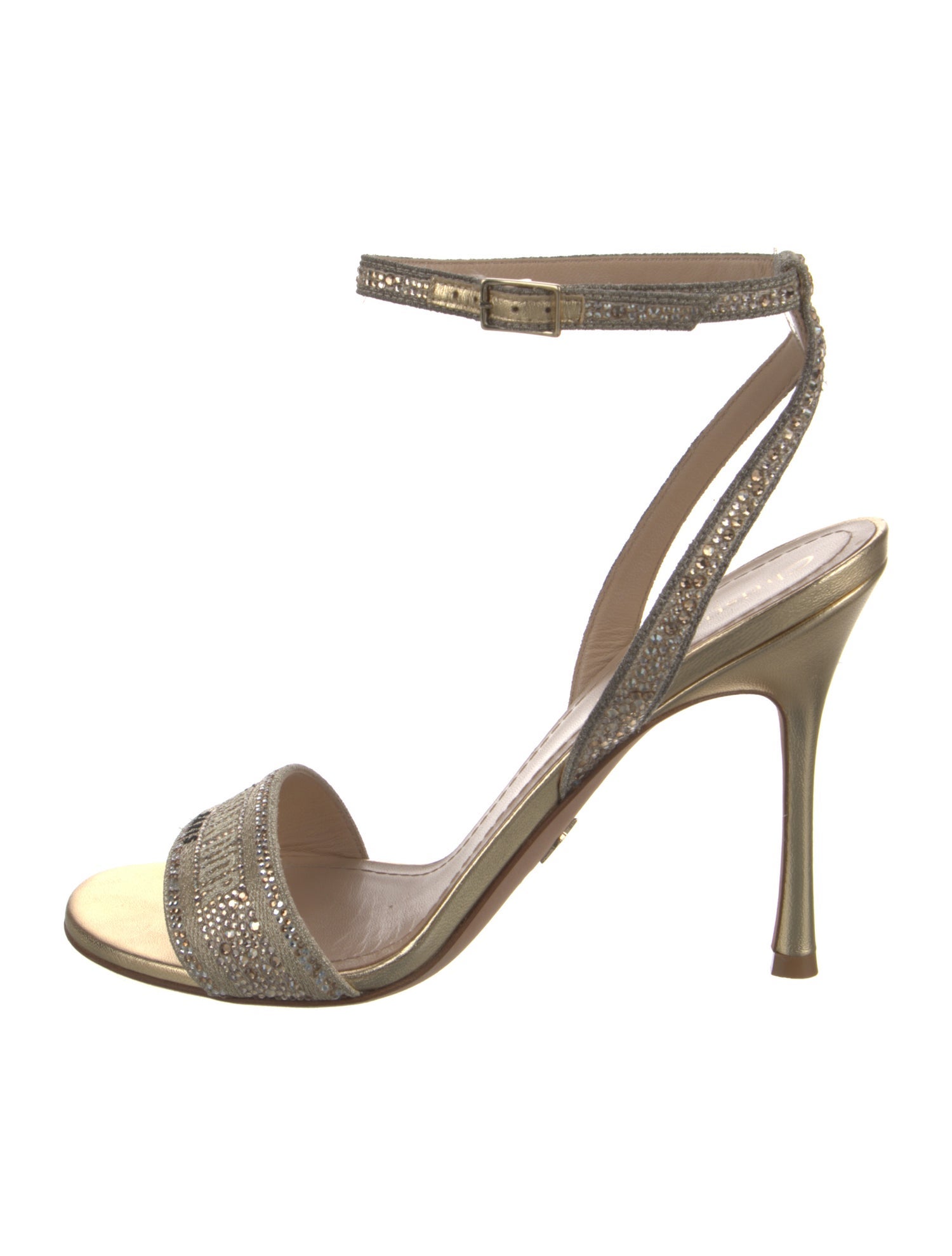 Christian Dior Leather Crystal Embellishments Sandals