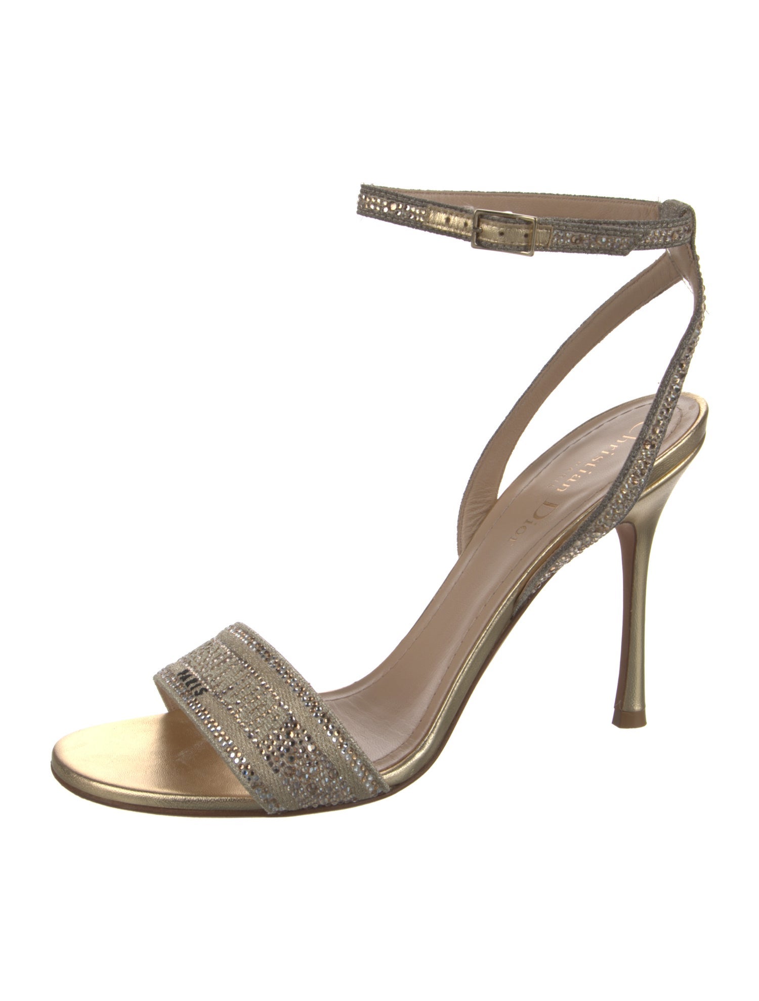 Christian Dior Leather Crystal Embellishments Sandals