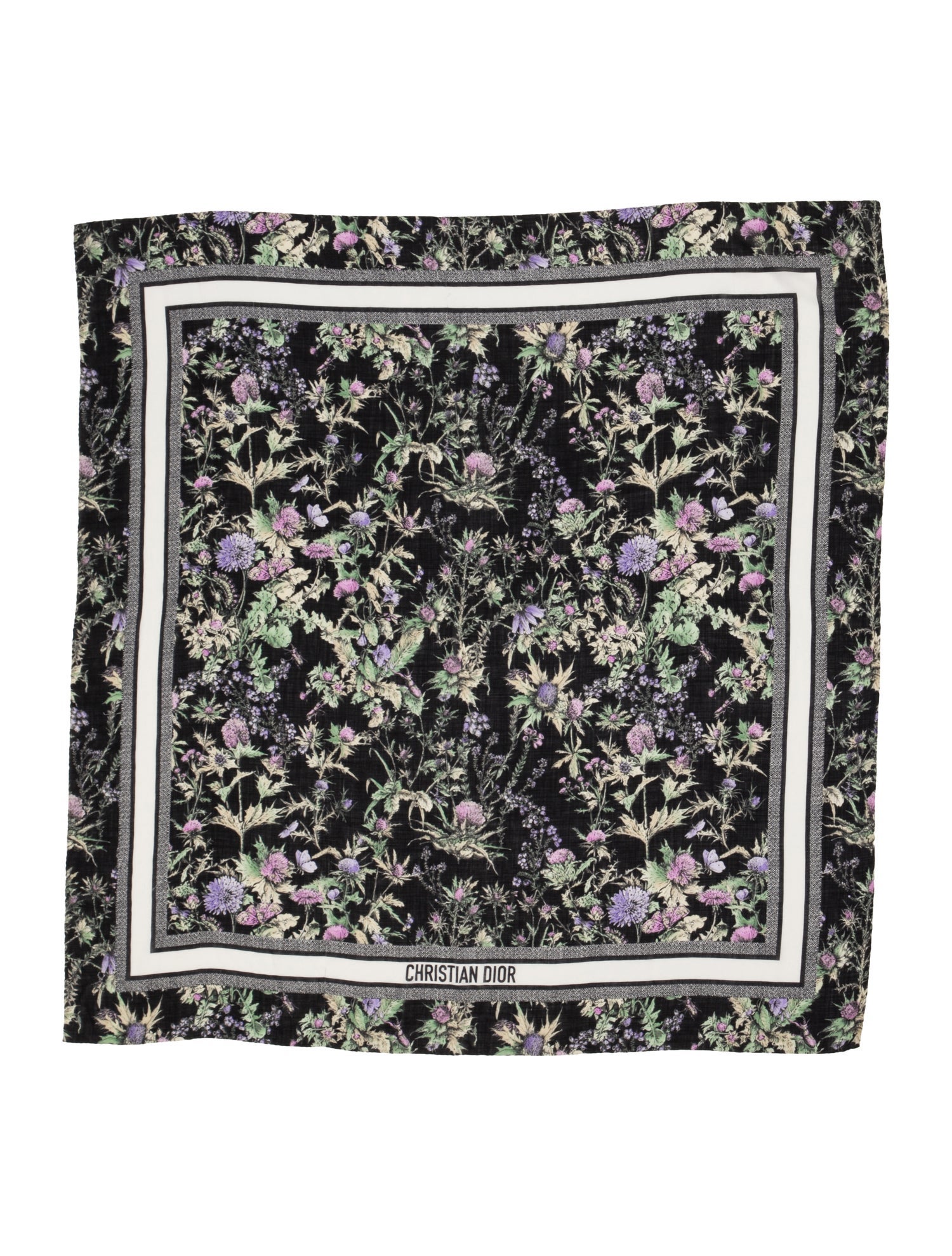 Christian Dior Thistle Diorissimo Pattern Scarf