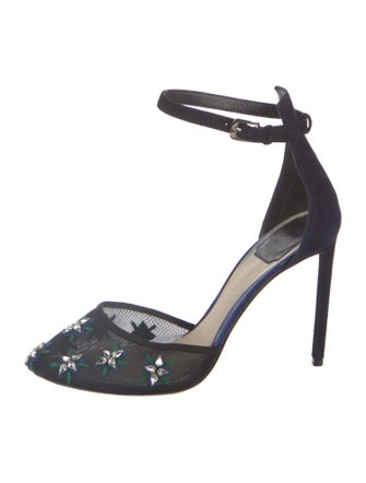 Christian Dior Suede Lace Pattern D'Orsay Pumps