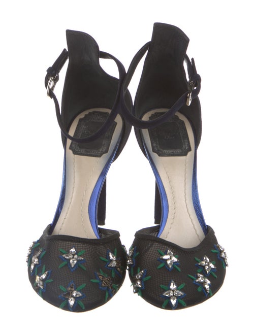 Christian Dior Suede Lace Pattern D'Orsay Pumps