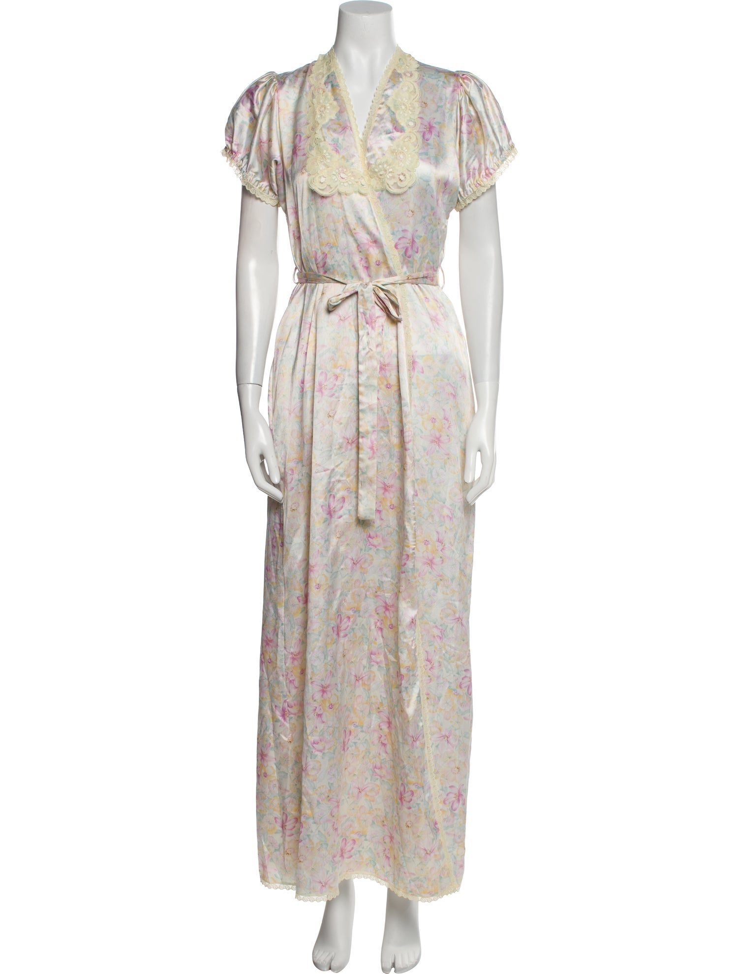 Christian Dior Floral Print Ruffle Embellishment Robe