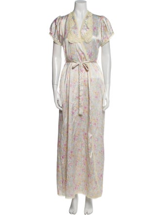 Christian Dior Floral Print Ruffle Embellishment Robe