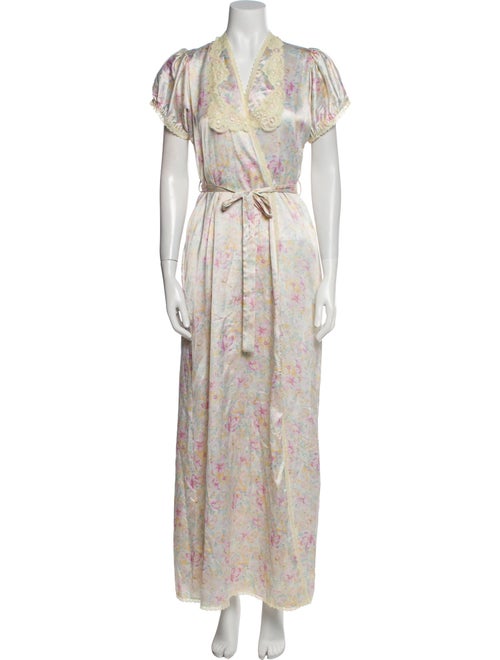 Christian Dior Floral Print Ruffle Embellishment Robe