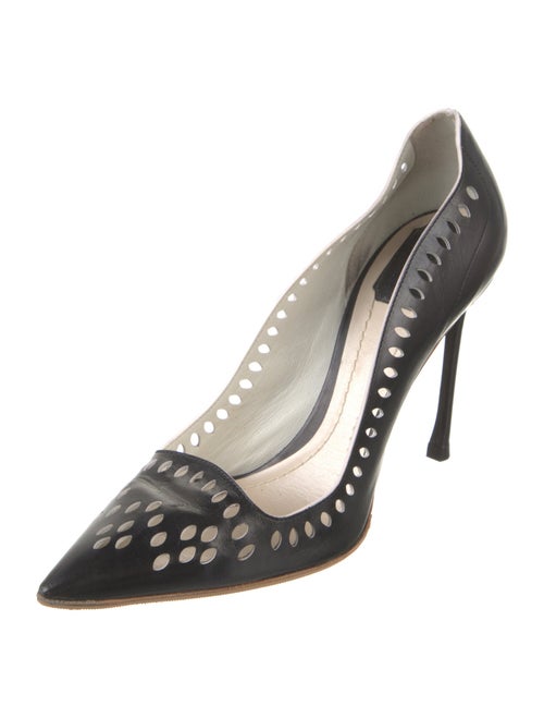 Christian Dior Leather Cutout Accent Pumps