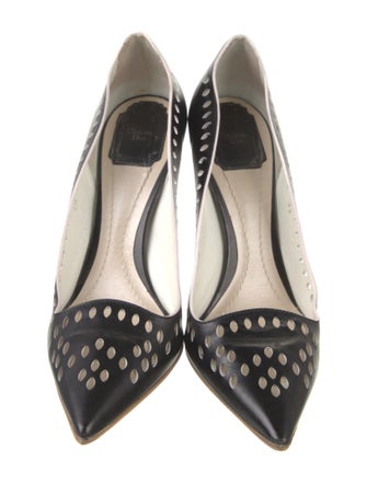 Christian Dior Leather Cutout Accent Pumps