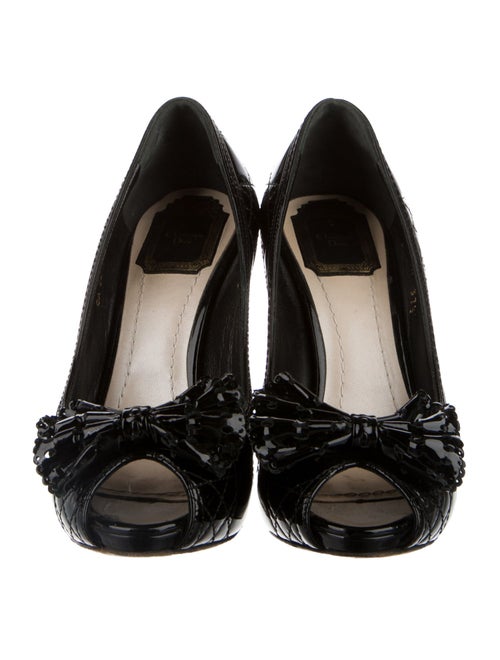 Christian Dior Cannage Pattern Patent Leather Pumps