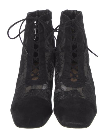 Christian Dior Lace Patterned Combat Boots