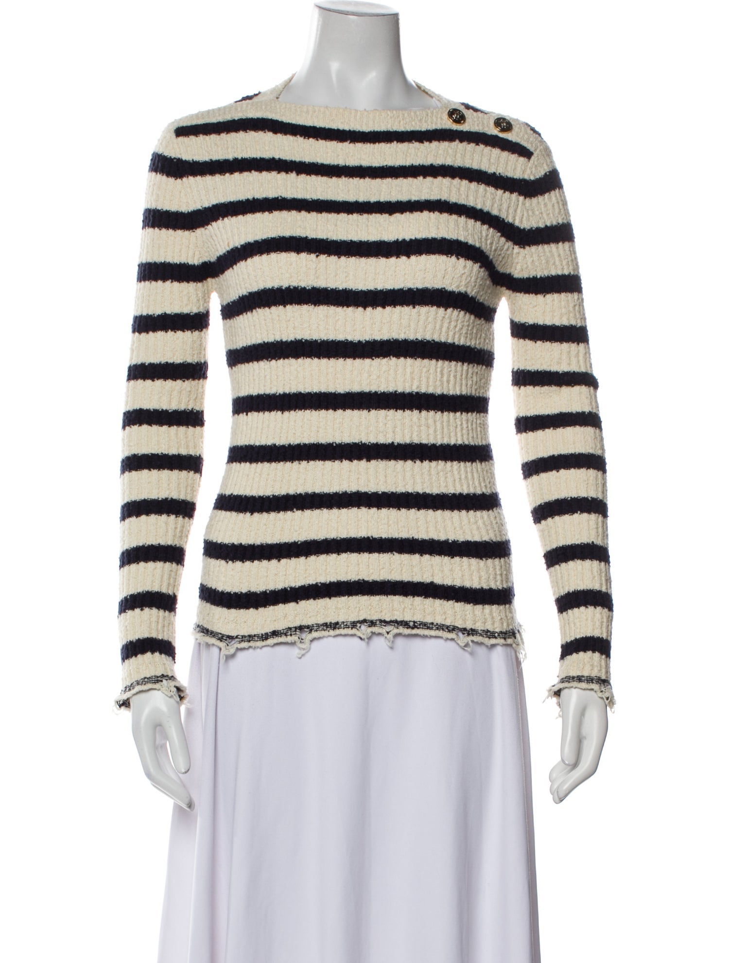 Christian Dior Striped Bateau Neckline Sweater