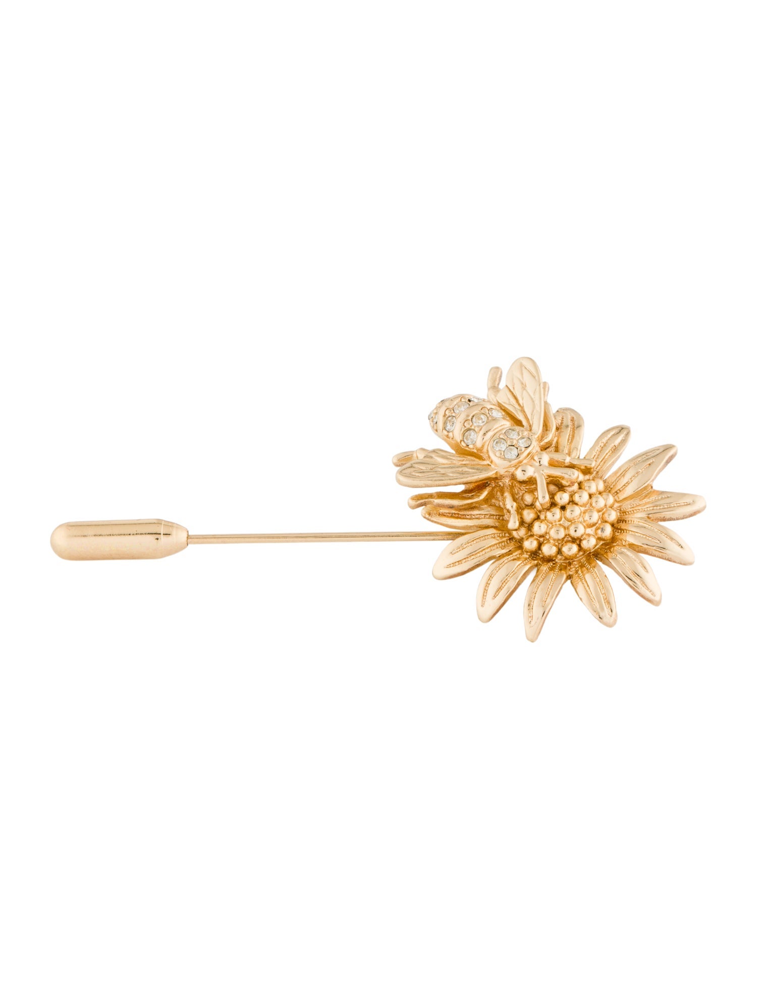 Christian Dior Crystal Sunflower & Bee Stick Brooch