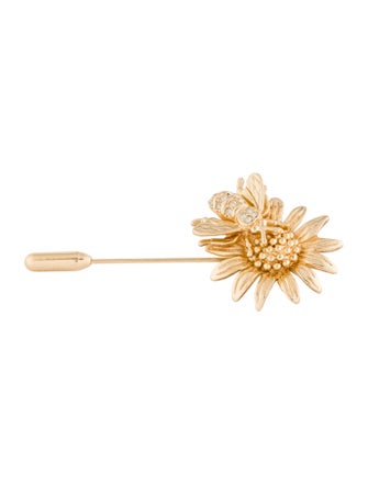 Christian Dior Crystal Sunflower & Bee Stick Brooch