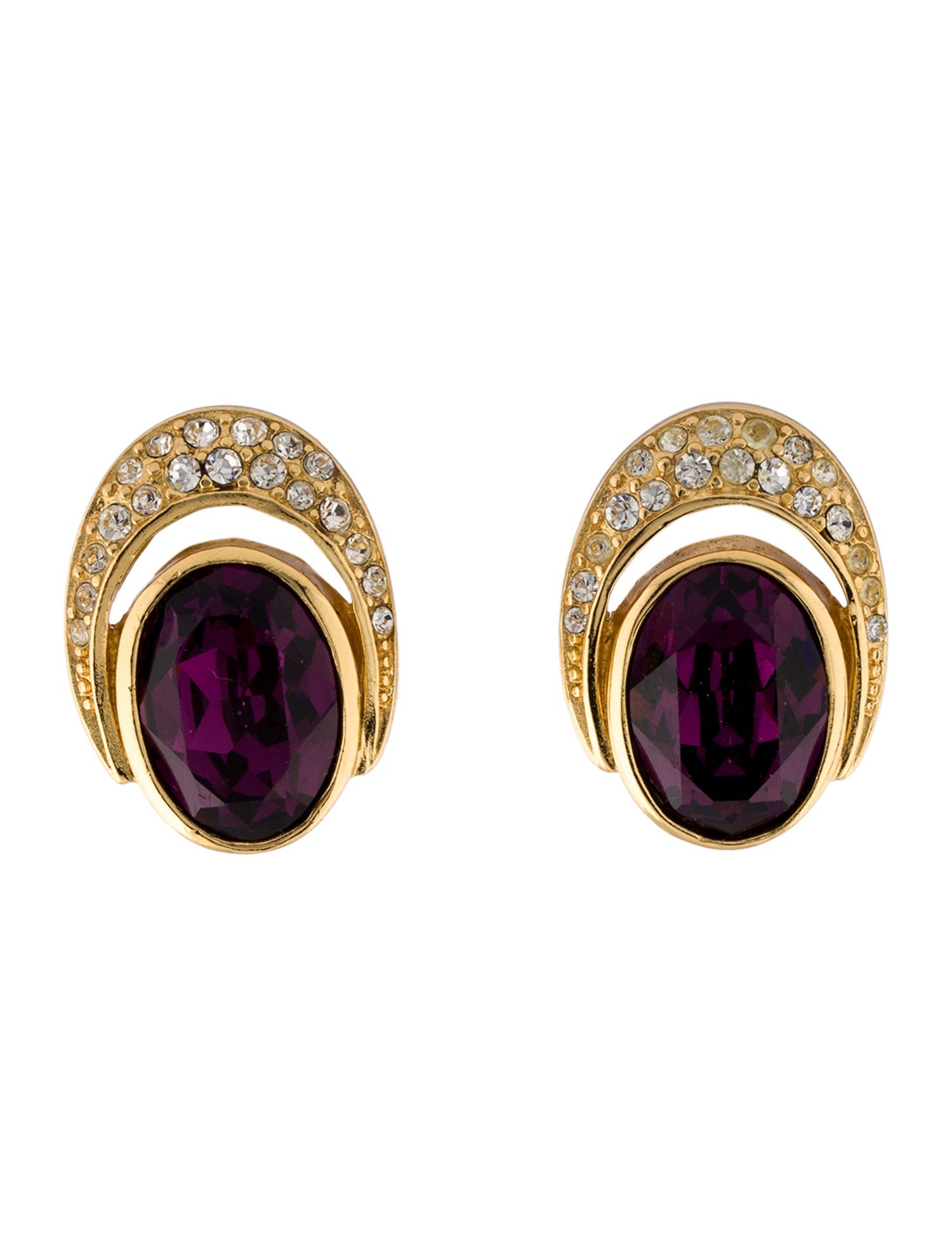 Christian Dior Vintage Crystal Clip-On Earrings