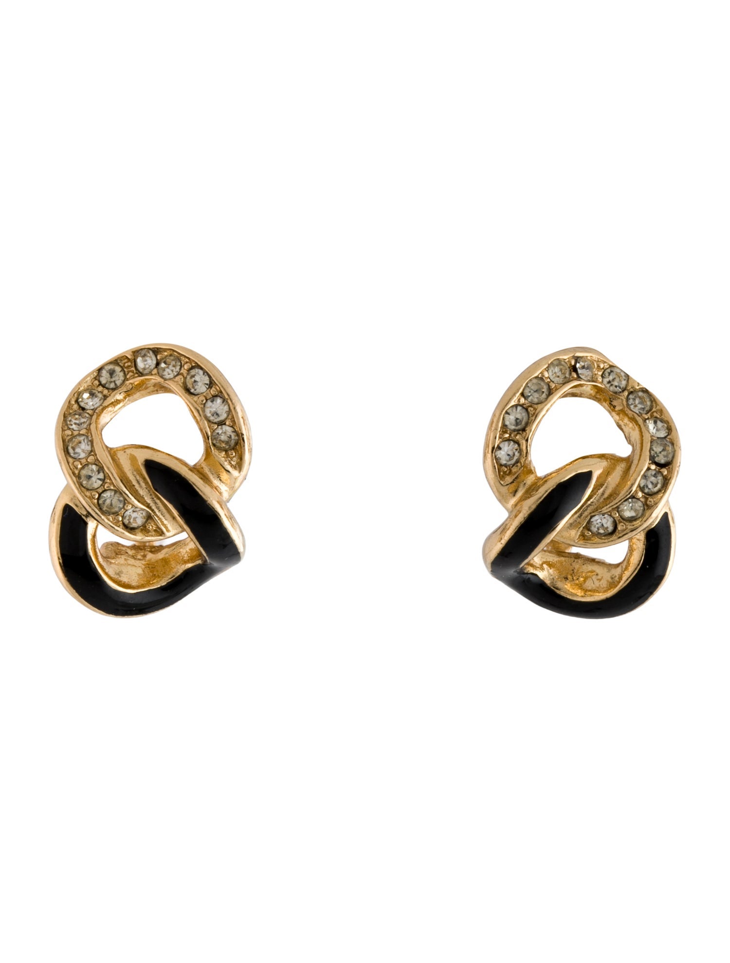 Christian Dior Vintage Crystal Chain Link Clip-On Earrings