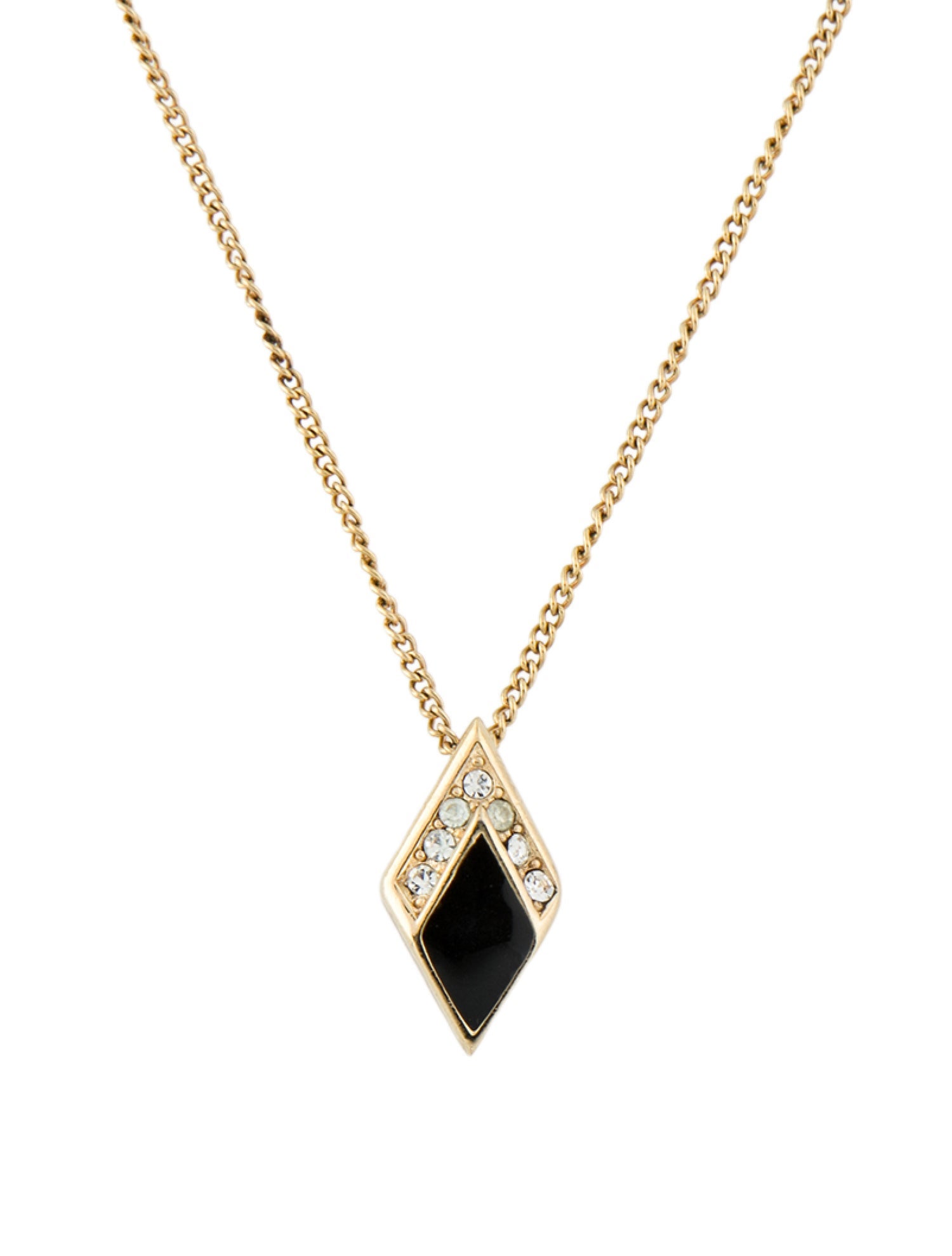 Christian Dior Vintage Enamel & Crystal Pendant Necklace