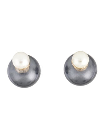 Christian Dior Faux Pearl Tribales Stud Earrings