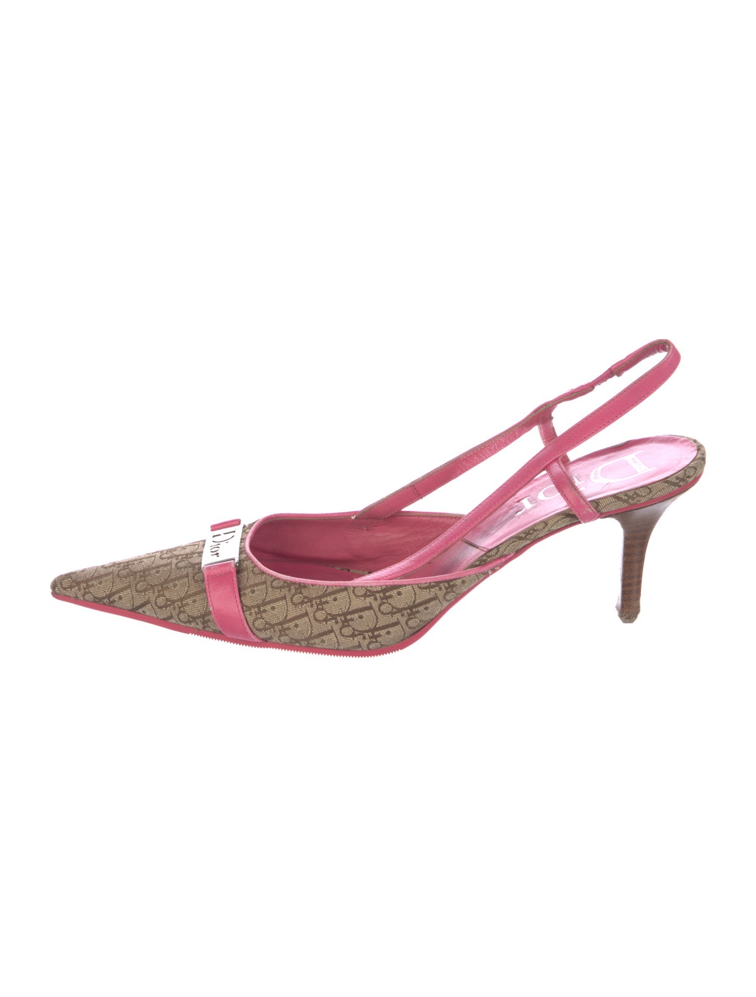 Christian Dior Diorissimo Pattern Canvas Slingback Pumps