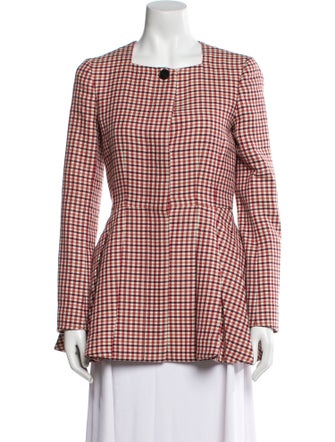 Christian Dior Wool Plaid Print Blazer