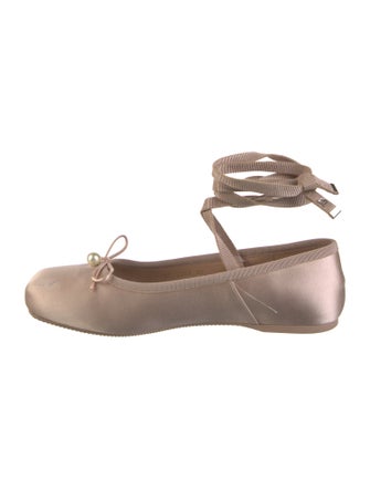 Christian Dior Faux Pearl Accents Satin Ballet Flats