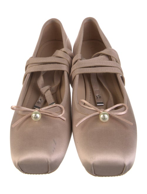 Christian Dior Faux Pearl Accents Satin Ballet Flats