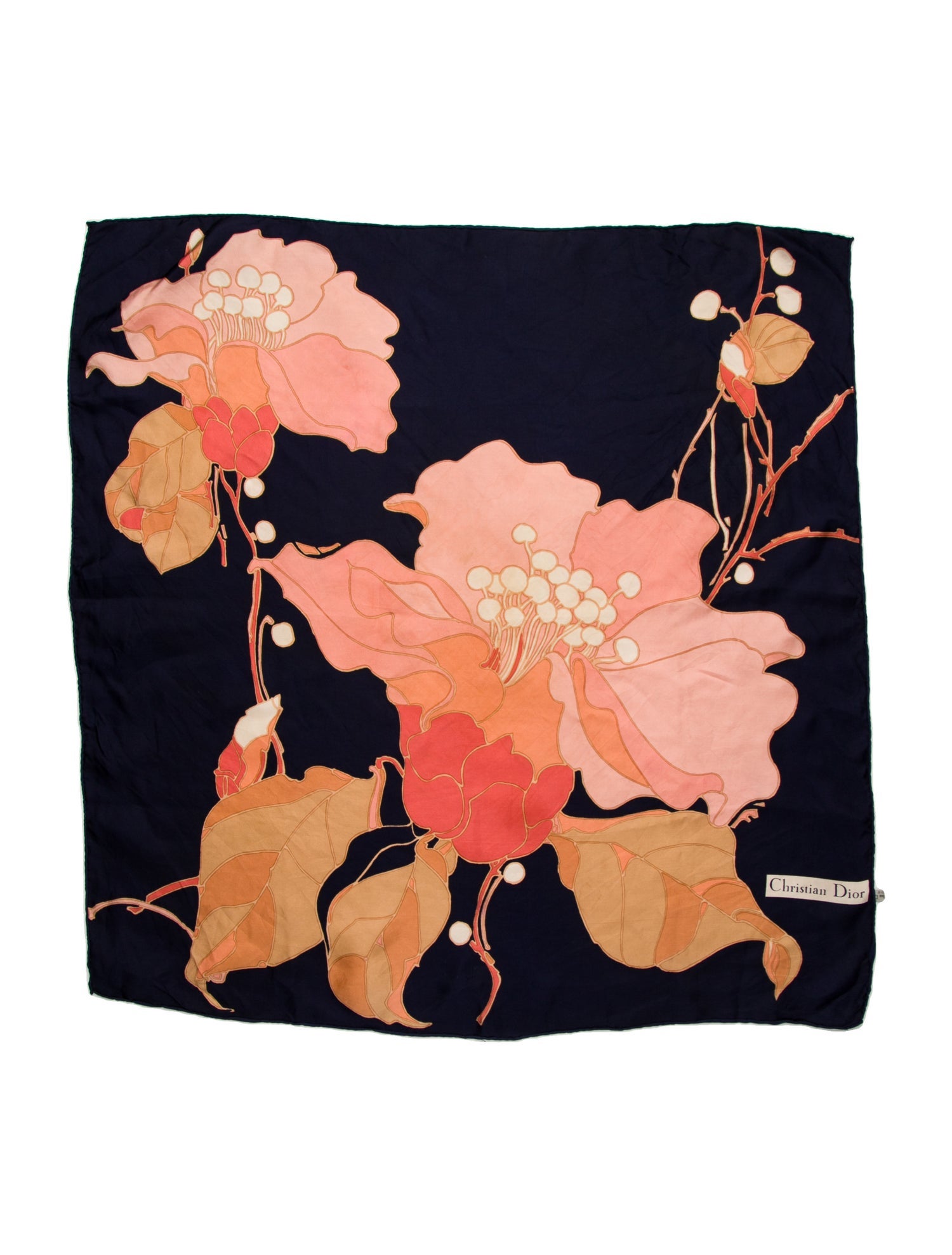 Christian Dior Silk Floral Print Scarf