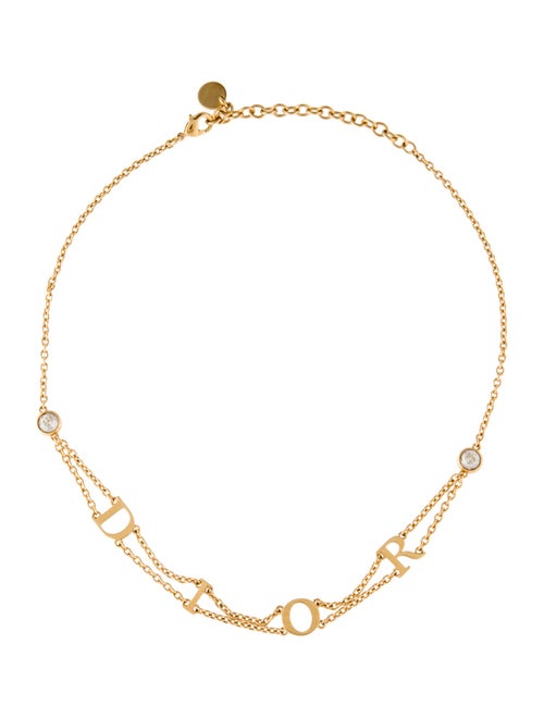 Christian Dior Crystal Logo Choker Necklace