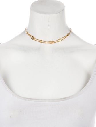 Christian Dior Crystal Logo Choker Necklace